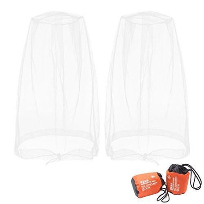 Benvo Moskito-Kopfnetz, Gesichts- und Nackenschutz gegen Mücken, Fliegen, Kriebelmücken – für Outdoor-Liebhaber, mit Aufbewahrungsbeutel, passend für die meisten Hutgrößen (2 Stück, Weiß, verbessertes großes Netz)