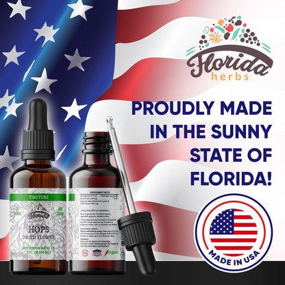 FLORIDA HERBS Hopfen Tinktur, Bio Hopfenextrakt Tropfen (Humulus Lupulus) aus getrockneten Blüten - Non-GMO 60 ml