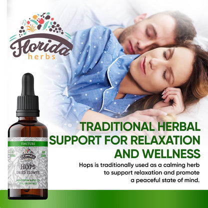FLORIDA HERBS Hopfen Tinktur, Bio Hopfenextrakt Tropfen (Humulus Lupulus) aus getrockneten Blüten - Non-GMO 60 ml
