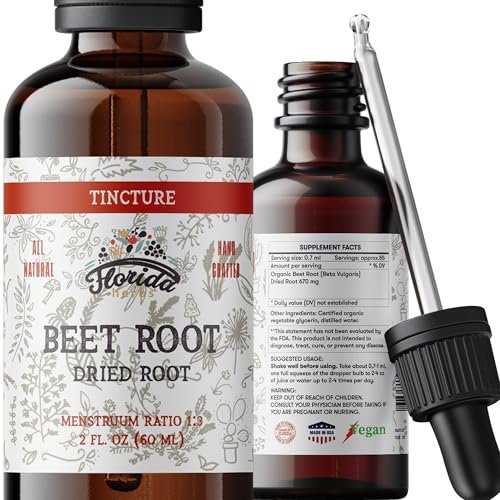 FLORIDA HERBS Rote-Bete-Präparat – Flüssige Beete mit schneller Absorption – Bio-Rote-Bete-Tinktur, glutenfrei, 60 ml