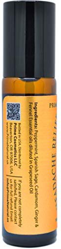 PRIME NATURAL Kopfschmerz-Linderung Ätherisches Öl Roll-On 10ml – Fertig verdünnt, gebrauchsfertig bei Migräne, Spannungskopfschmerz, Beruhigung, Entspannung, Muskelkater, Verstauchung & Schlaf