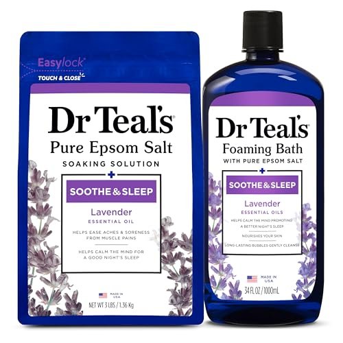 Dr. Teal's Badesalz & Schaumbad Kombi-Pack mit reinem Bittersalz, Lavendel, 2 x 1,21 l