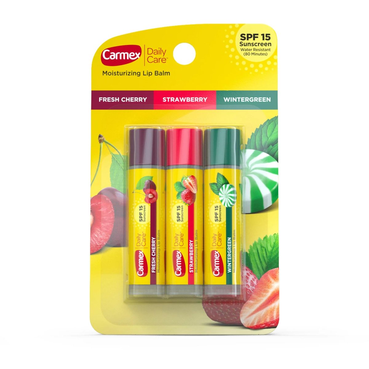 Carmex Daily Care SPF15 Variety Pack (2er-Pack) – 6 Lippenpflegestifte mit Sonnenschutz