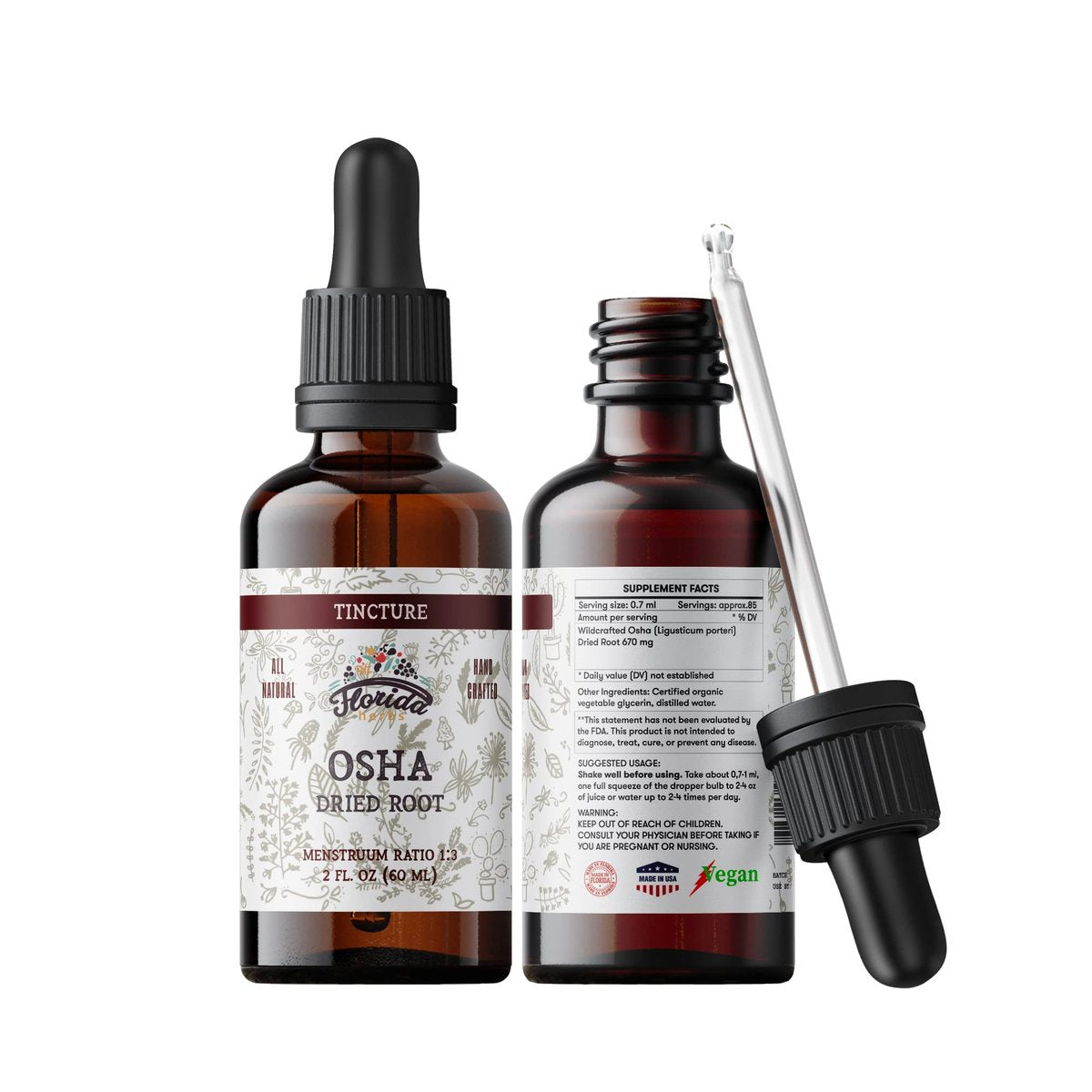 OSHA Wurzelextrakt zur Unterstützung der Atemwege, Bio OSHA Tinktur, natürliche Lungenreinigung, 60 ml