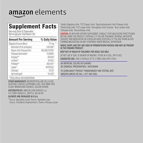 Verdauungsenzym-Komplex Kapseln – Unterstützt eine gesunde Verdauung, 45 Portionen, 90 Kapseln (1 Packung)