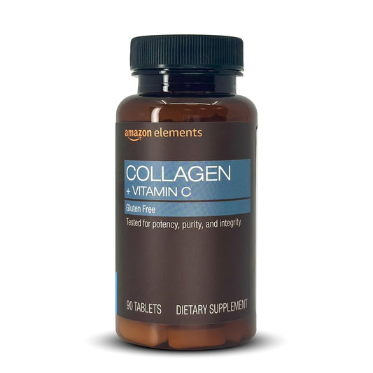 Kollagen Peptide + Vitamin C, 2500 mg Kollagen, Glutenfrei, 90 Tabletten, 1 Monatsvorrat