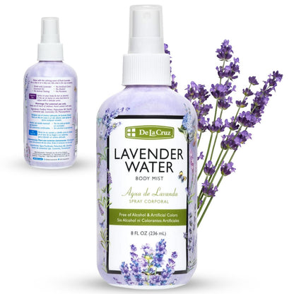 De La Cruz Lavendelwasser Körperspray - Lavendelnebel mit reinem ätherischem Lavendelöl 236 ml