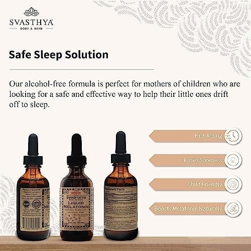 Svasthya Body & Mind Flüssiges Melatonin – Fördert natürlichen Schlaf, alkoholfrei für Erwachsene und Kinder, hergestellt in den USA, 2 Flaschen à 60 ml
