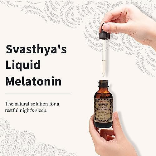 Svasthya Body & Mind Flüssiges Melatonin – Fördert natürlichen Schlaf, alkoholfrei für Erwachsene und Kinder, hergestellt in den USA, 2 Flaschen à 60 ml