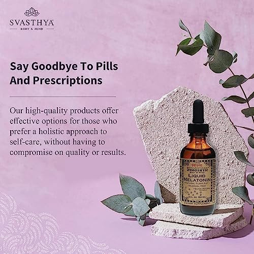 Svasthya Body & Mind Flüssiges Melatonin – Fördert natürlichen Schlaf, alkoholfrei für Erwachsene und Kinder, hergestellt in den USA, 2 Flaschen à 60 ml