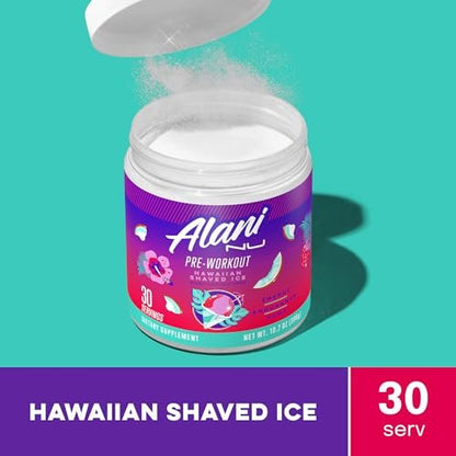 Alani Nu Pre Workout Pulver Hawaiian Shaved ICE – Energie-Booster, Aminosäuren, Ausdauer-Supplement, Zuckerfrei, 200 mg Koffein, L-Theanin, Beta-Alanin, L-Citrullin, 30 Portionen