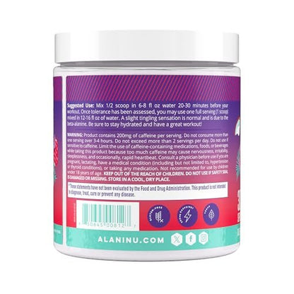 Alani Nu Pre Workout Pulver Hawaiian Shaved ICE – Energie-Booster, Aminosäuren, Ausdauer-Supplement, Zuckerfrei, 200 mg Koffein, L-Theanin, Beta-Alanin, L-Citrullin, 30 Portionen