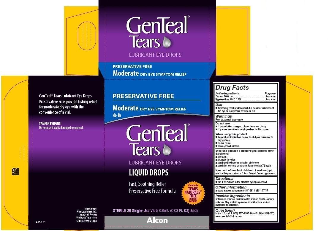 GenTeal Tränenersatz Augentropfen, Moderate Flüssigkeitstropfen, Einzeldosis-Vials, 36 Stück, 0,03 Fl Oz