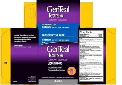 GenTeal Tränenersatz Augentropfen, Moderate Flüssigkeitstropfen, Einzeldosis-Vials, 36 Stück, 0,03 Fl Oz