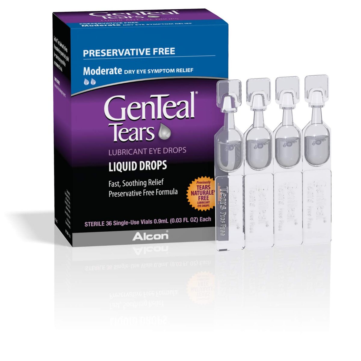 GenTeal Tränenersatz Augentropfen, Moderate Flüssigkeitstropfen, Einzeldosis-Vials, 36 Stück, 0,03 Fl Oz