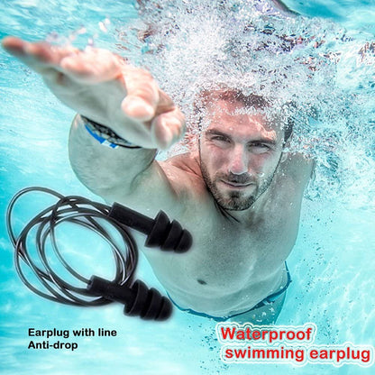 Geräuschunterdrückende Ohrstöpsel mit Kordel 4 Paare, Lärmschutz Weiche Silikon Ohrstöpsel Wasserdicht Wiederverwendbar für Schlafen, Schnarchen, Schwimmen, Lernen, High-Fidelity Ohrstöpsel