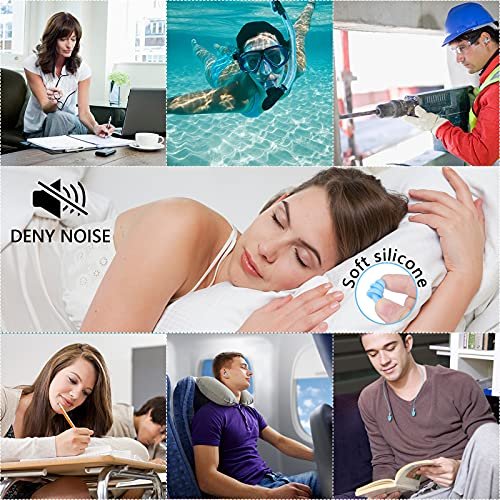 Geräuschunterdrückende Ohrstöpsel mit Kordel 4 Paare, Lärmschutz Weiche Silikon Ohrstöpsel Wasserdicht Wiederverwendbar für Schlafen, Schnarchen, Schwimmen, Lernen, High-Fidelity Ohrstöpsel