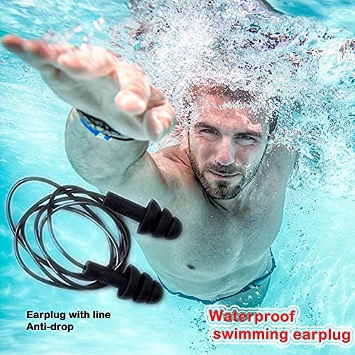 Geräuschunterdrückende Ohrstöpsel mit Kordel 4 Paare, Lärmschutz Weiche Silikon Ohrstöpsel Wasserdicht Wiederverwendbar für Schlafen, Schnarchen, Schwimmen, Lernen, High-Fidelity Ohrstöpsel