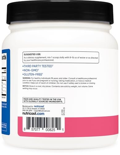 Nutricost BCAA Pulver (Himbeer-Limonade, 60 Portionen) - Optimales 2:1:1 Verhältnis
