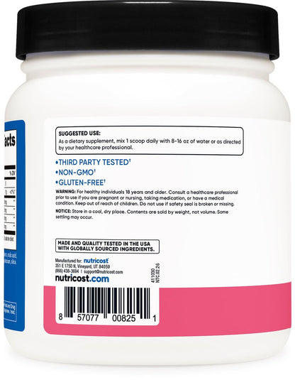 Nutricost BCAA Pulver (Himbeer-Limonade, 60 Portionen) - Optimales 2:1:1 Verhältnis