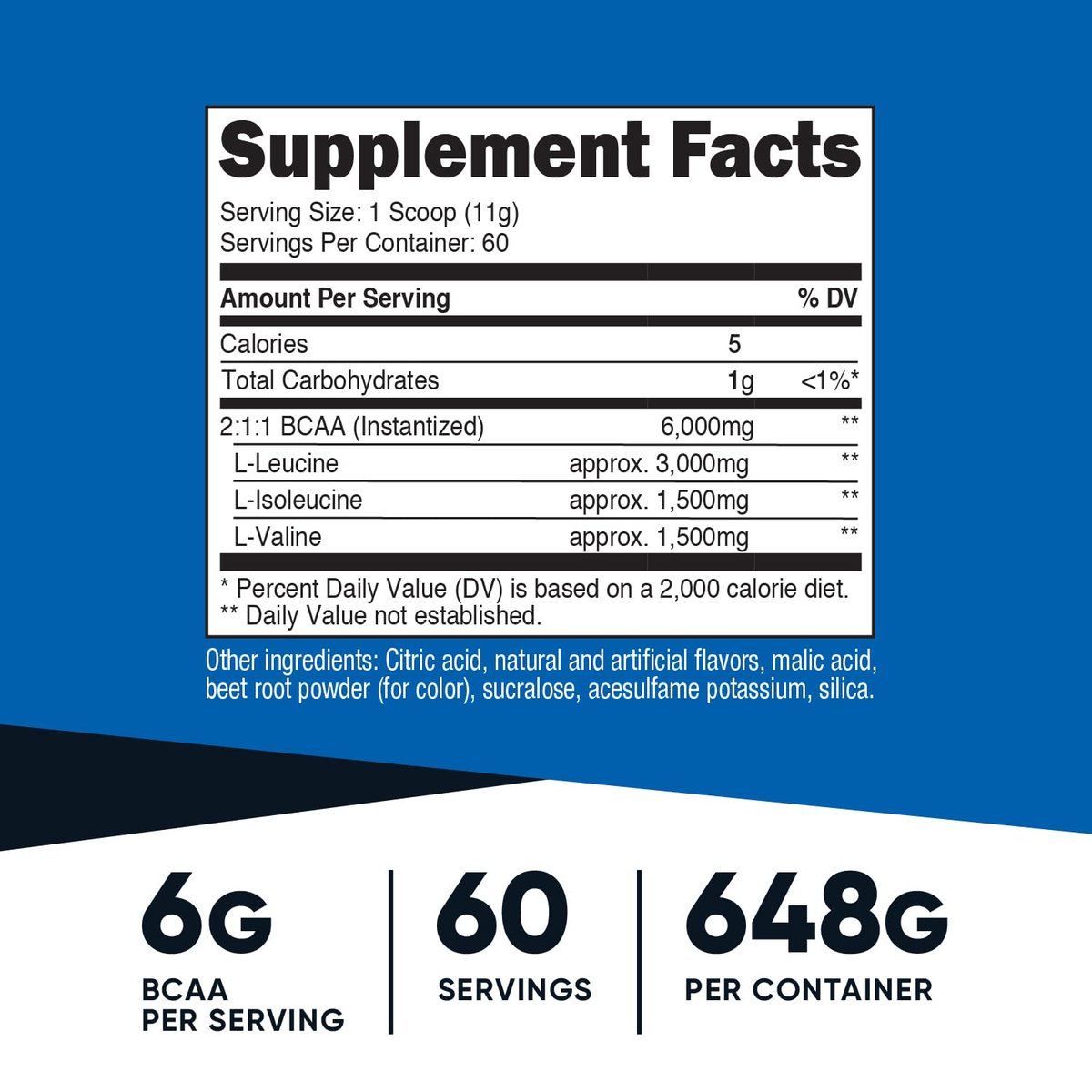 Nutricost BCAA Pulver (Himbeer-Limonade, 60 Portionen) - Optimales 2:1:1 Verhältnis