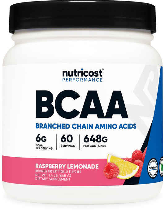 Nutricost BCAA Pulver (Himbeer-Limonade, 60 Portionen) - Optimales 2:1:1 Verhältnis