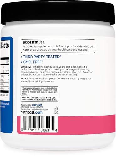 Nutricost BCAA Pulver 2:1:1 (Himbeer-Limonade, 30 Portionen) – Premium Aminosäuren für Muskelaufbau und Regeneration