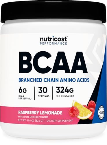 Nutricost BCAA Pulver 2:1:1 (Himbeer-Limonade, 30 Portionen) – Premium Aminosäuren für Muskelaufbau und Regeneration