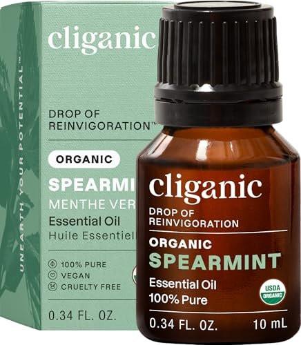 Cliganic USDA Bio-Spearmintöl, 100% reines natürliches unverdünntes ätherisches Öl für Aromatherapie (10 ml) | Nicht-GVO-verifiziert