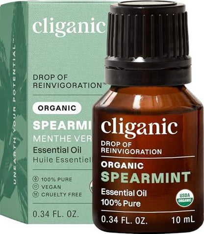Cliganic USDA Bio-Spearmintöl, 100% reines natürliches unverdünntes ätherisches Öl für Aromatherapie (10 ml) | Nicht-GVO-verifiziert