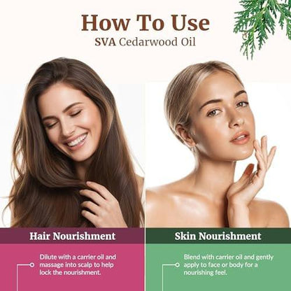 SVA Zedernholz Ätherisches Öl – 118 ml – 100 % natürliches Zedernholz Cupressus Funebris Öl – für Diffuser, Haarpflege, Gesicht, Hautpflege, Aromatherapie, Kopfhaut- und Körpermassage, Seife und Kerzen – mit Pipette