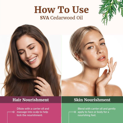 SVA Zedernholz Ätherisches Öl – 118 ml – 100 % natürliches Zedernholz Cupressus Funebris Öl – für Diffuser, Haarpflege, Gesicht, Hautpflege, Aromatherapie, Kopfhaut- und Körpermassage, Seife und Kerzen – mit Pipette