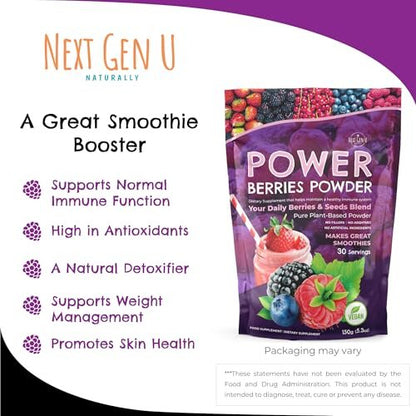 Super Berry Pulver – 150g – Immununterstützung – Nahrungsergänzungsmittel – Superfood-Beeren – Smoothie-Mix für Shakes – Gesundheits-Boost für Entsaftungsgetränke oder jedes Getränk – von NextGenU