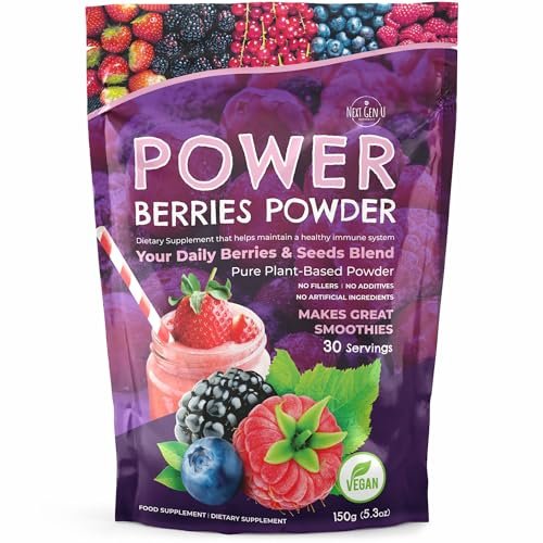 Super Berry Pulver – 150g – Immununterstützung – Nahrungsergänzungsmittel – Superfood-Beeren – Smoothie-Mix für Shakes – Gesundheits-Boost für Entsaftungsgetränke oder jedes Getränk – von NextGenU