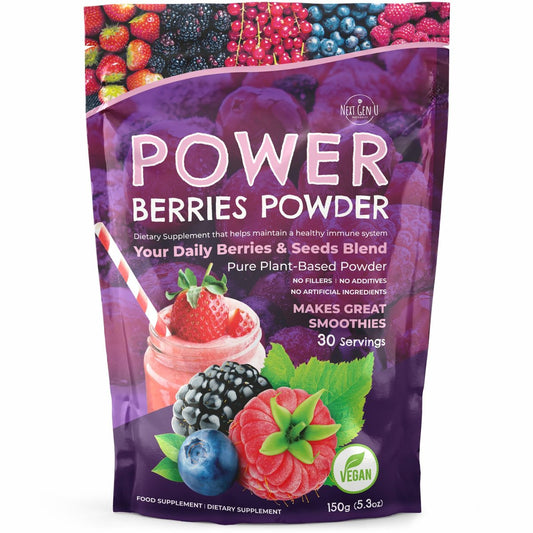 Super Berry Pulver – 150g – Immununterstützung – Nahrungsergänzungsmittel – Superfood-Beeren – Smoothie-Mix für Shakes – Gesundheits-Boost für Entsaftungsgetränke oder jedes Getränk – von NextGenU