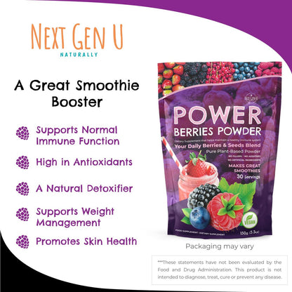 Super Berry Pulver – 150g – Immununterstützung – Nahrungsergänzungsmittel – Superfood-Beeren – Smoothie-Mix für Shakes – Gesundheits-Boost für Entsaftungsgetränke oder jedes Getränk – von NextGenU