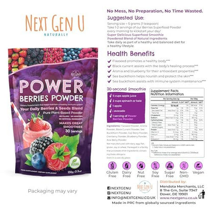 Super Berry Pulver – 150g – Immununterstützung – Nahrungsergänzungsmittel – Superfood-Beeren – Smoothie-Mix für Shakes – Gesundheits-Boost für Entsaftungsgetränke oder jedes Getränk – von NextGenU
