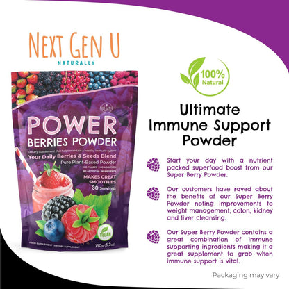 Super Berry Pulver – 150g – Immununterstützung – Nahrungsergänzungsmittel – Superfood-Beeren – Smoothie-Mix für Shakes – Gesundheits-Boost für Entsaftungsgetränke oder jedes Getränk – von NextGenU
