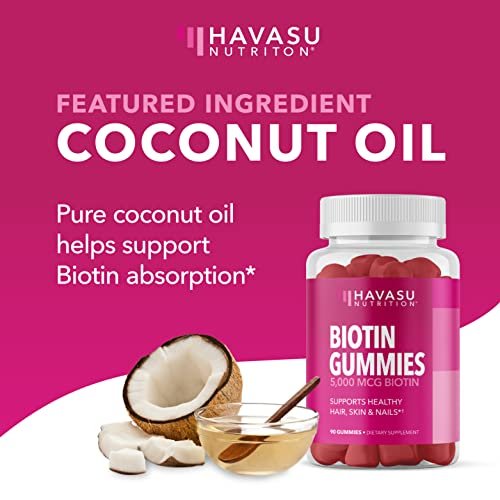 5000mcg Biotin Gummibärchen für Haare, Haut und Nägel - Veganes Nahrungsergänzungsmittel für Frauen und Männer - GLP-1 Ernährungsunterstützung für üppiges Haar und strahlende Haut - Vitamin B7 - Erdbeergeschmack, 90 Stück