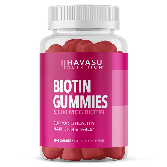 5000mcg Biotin Gummibärchen für Haare, Haut und Nägel - Veganes Nahrungsergänzungsmittel für Frauen und Männer - GLP-1 Ernährungsunterstützung für üppiges Haar und strahlende Haut - Vitamin B7 - Erdbeergeschmack, 90 Stück