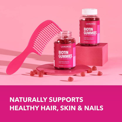 5000mcg Biotin Gummibärchen für Haare, Haut und Nägel - Veganes Nahrungsergänzungsmittel für Frauen und Männer - GLP-1 Ernährungsunterstützung für üppiges Haar und strahlende Haut - Vitamin B7 - Erdbeergeschmack, 90 Stück