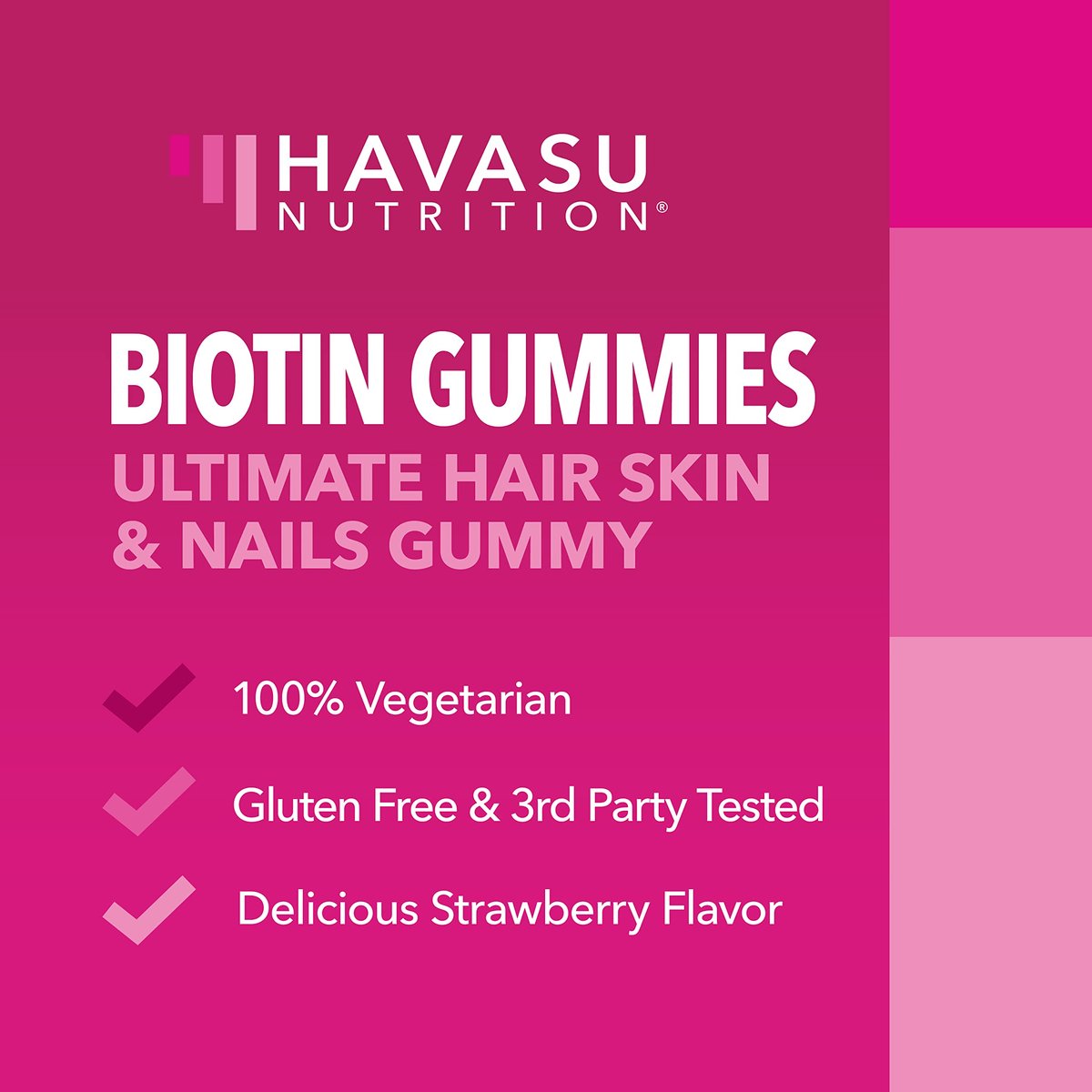 5000mcg Biotin Gummibärchen für Haare, Haut und Nägel - Veganes Nahrungsergänzungsmittel für Frauen und Männer - GLP-1 Ernährungsunterstützung für üppiges Haar und strahlende Haut - Vitamin B7 - Erdbeergeschmack, 90 Stück