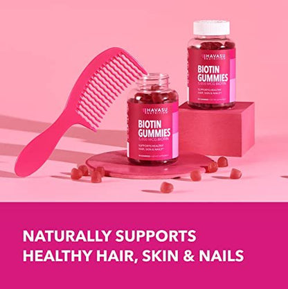 5000mcg Biotin Gummibärchen für Haare, Haut und Nägel - Veganes Nahrungsergänzungsmittel für Frauen und Männer - GLP-1 Ernährungsunterstützung für üppiges Haar und strahlende Haut - Vitamin B7 - Erdbeergeschmack, 90 Stück