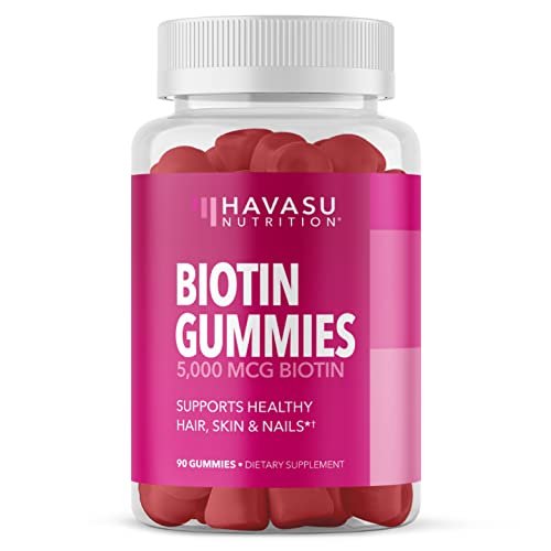 5000mcg Biotin Gummibärchen für Haare, Haut und Nägel - Veganes Nahrungsergänzungsmittel für Frauen und Männer - GLP-1 Ernährungsunterstützung für üppiges Haar und strahlende Haut - Vitamin B7 - Erdbeergeschmack, 90 Stück