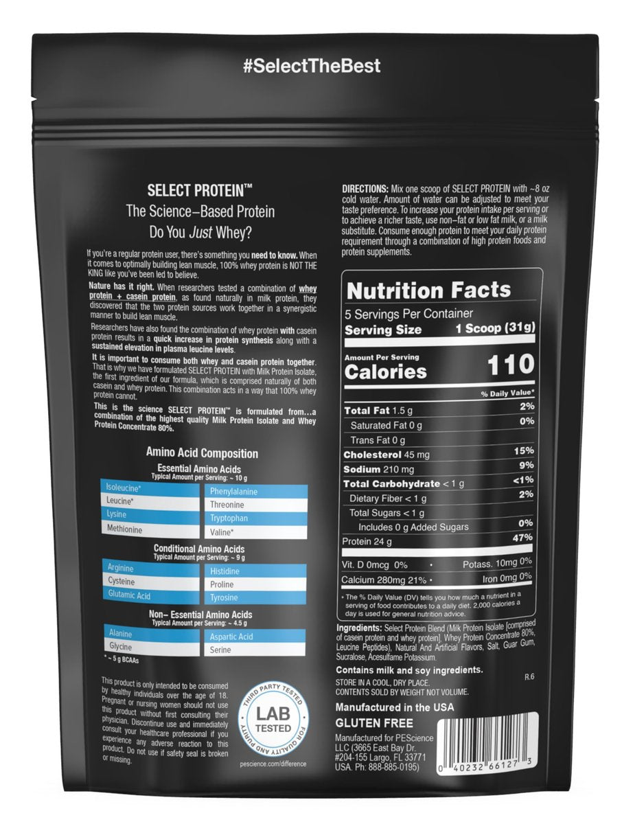 PEScience Select Protein Pulver – Whey- und Casein-Mischung, Magere Proteinpulver für Frauen und Männer, Kalorienarm, Kohlenhydratarm, Keto-freundlich, Glutenfrei, Snickerdoodle – 5 Portionen