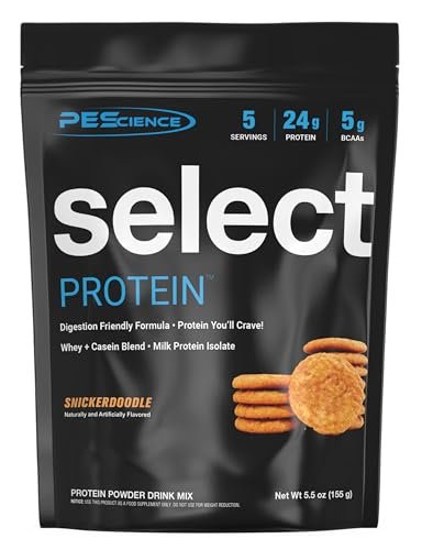 PEScience Select Protein Pulver – Whey- und Casein-Mischung, Magere Proteinpulver für Frauen und Männer, Kalorienarm, Kohlenhydratarm, Keto-freundlich, Glutenfrei, Snickerdoodle – 5 Portionen