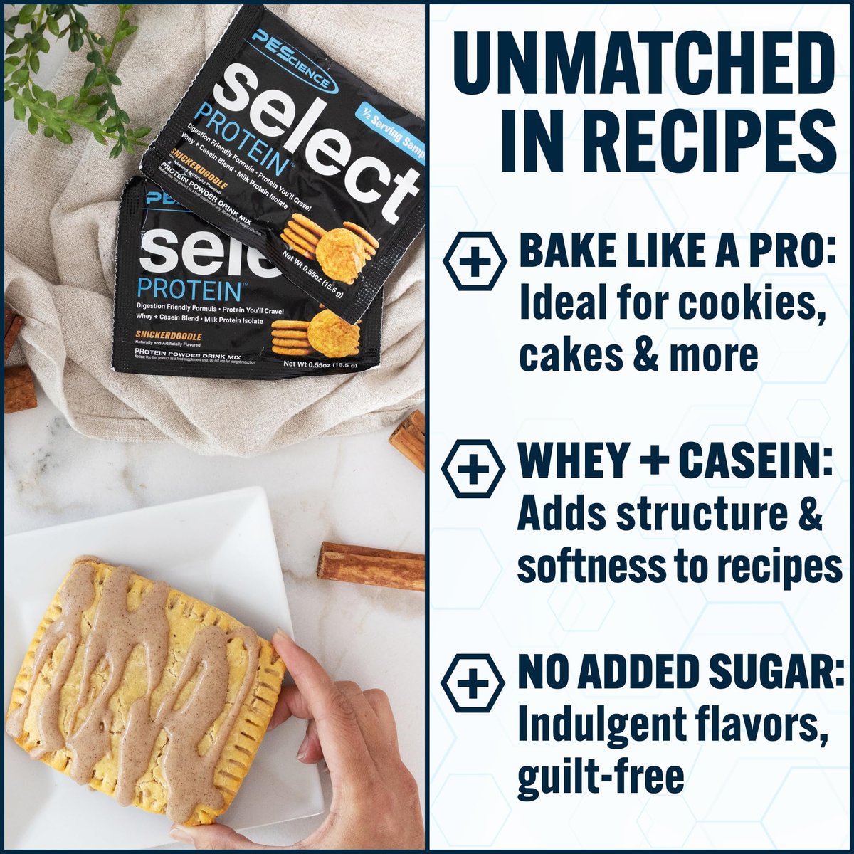 PEScience Select Protein Pulver – Whey- und Casein-Mischung, Magere Proteinpulver für Frauen und Männer, Kalorienarm, Kohlenhydratarm, Keto-freundlich, Glutenfrei, Snickerdoodle – 5 Portionen