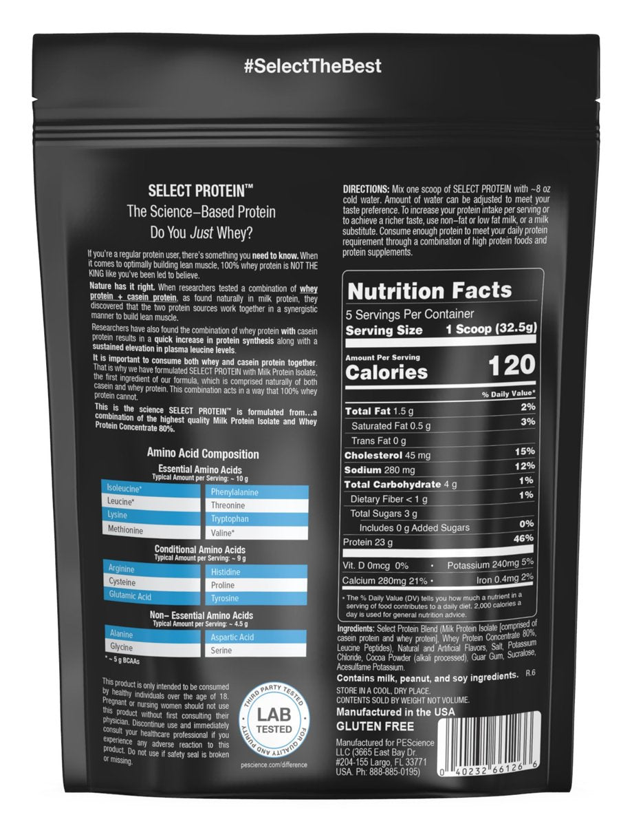 PEScience Select Protein Pulver – Molken- und Kasein-Mischung, fettarmes Proteinpulver für Frauen und Männer, kalorienarm, kohlenhydratarm, keto-freundlich, glutenfrei, Schokoladen-Erdnussbutter-Cup – 5 Portionen