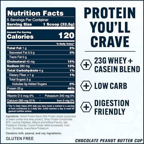 PEScience Select Protein Pulver – Molken- und Kasein-Mischung, fettarmes Proteinpulver für Frauen und Männer, kalorienarm, kohlenhydratarm, keto-freundlich, glutenfrei, Schokoladen-Erdnussbutter-Cup – 5 Portionen