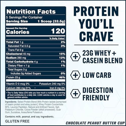 PEScience Select Protein Pulver – Molken- und Kasein-Mischung, fettarmes Proteinpulver für Frauen und Männer, kalorienarm, kohlenhydratarm, keto-freundlich, glutenfrei, Schokoladen-Erdnussbutter-Cup – 5 Portionen